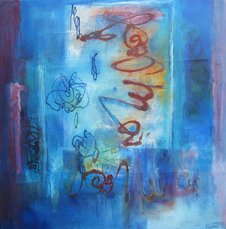 Les bleues 2, schilderij Greet Lyklema